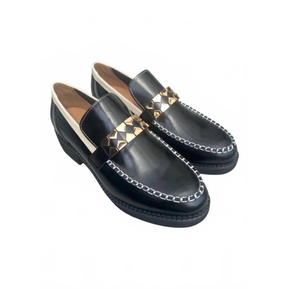 NEW ALL BLACK women's clip and stitch loafer shoe in black
